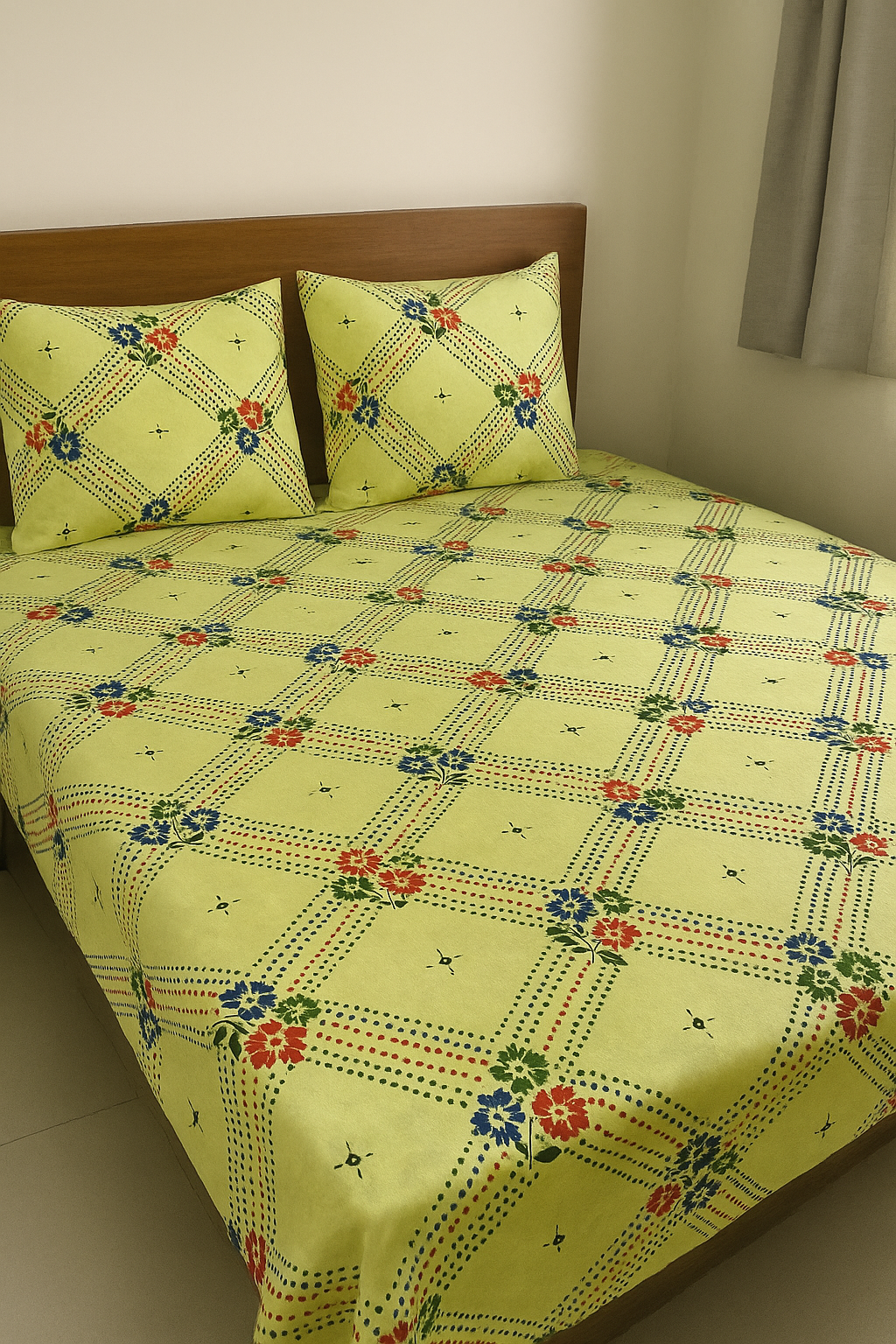 Bright Floral Cotton Bed Sheet Set