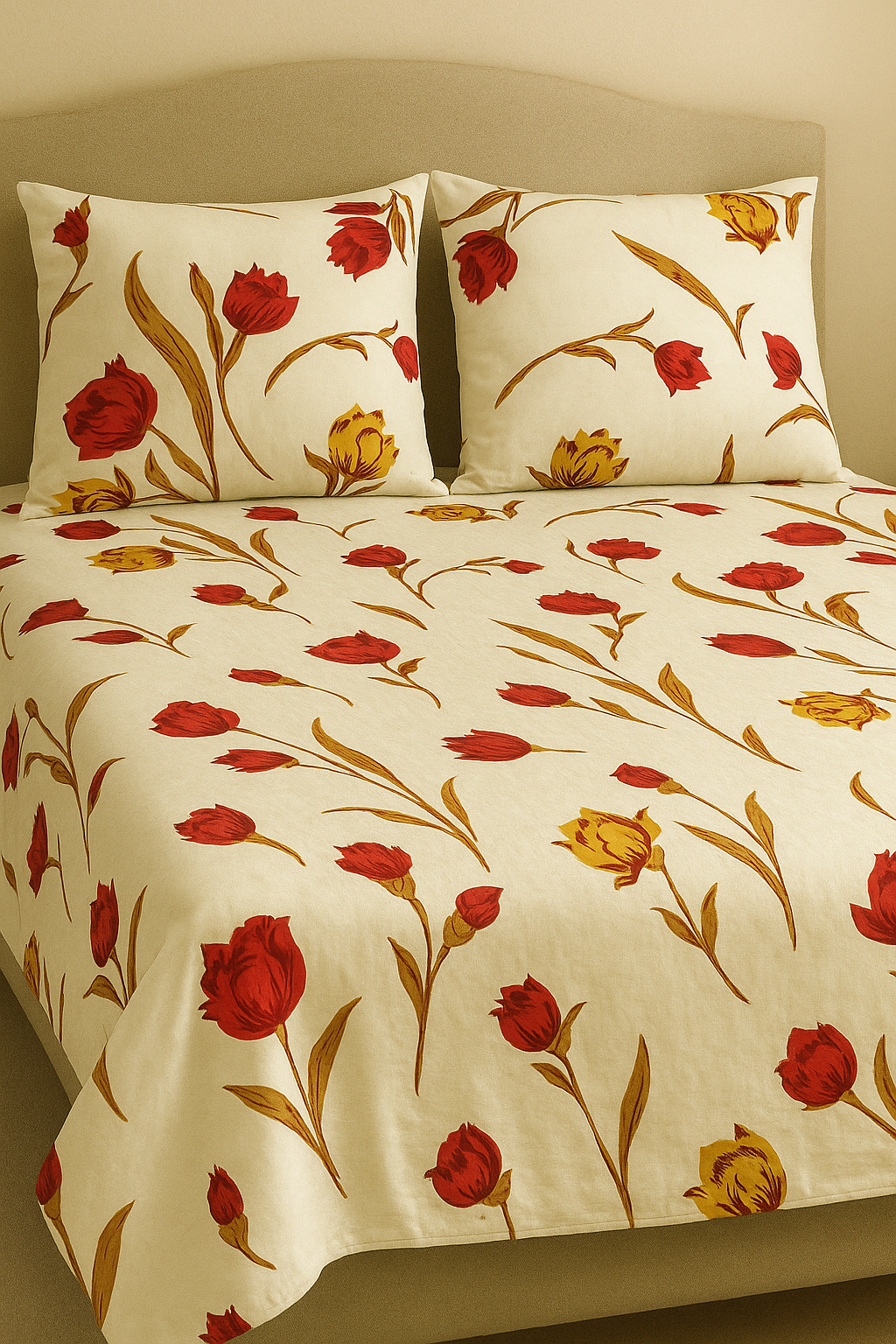 Elegant Tulip Bloom Cotton Bed Sheet Set