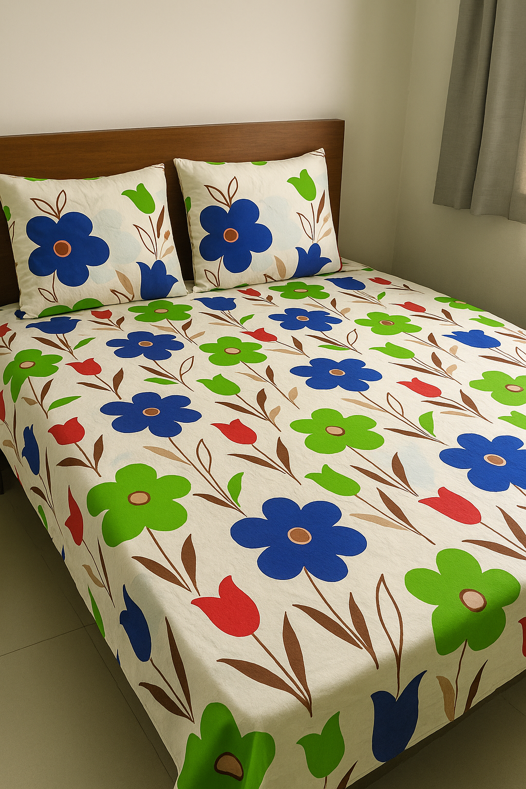 Vibrant Bloom Cotton Bed Sheet Set