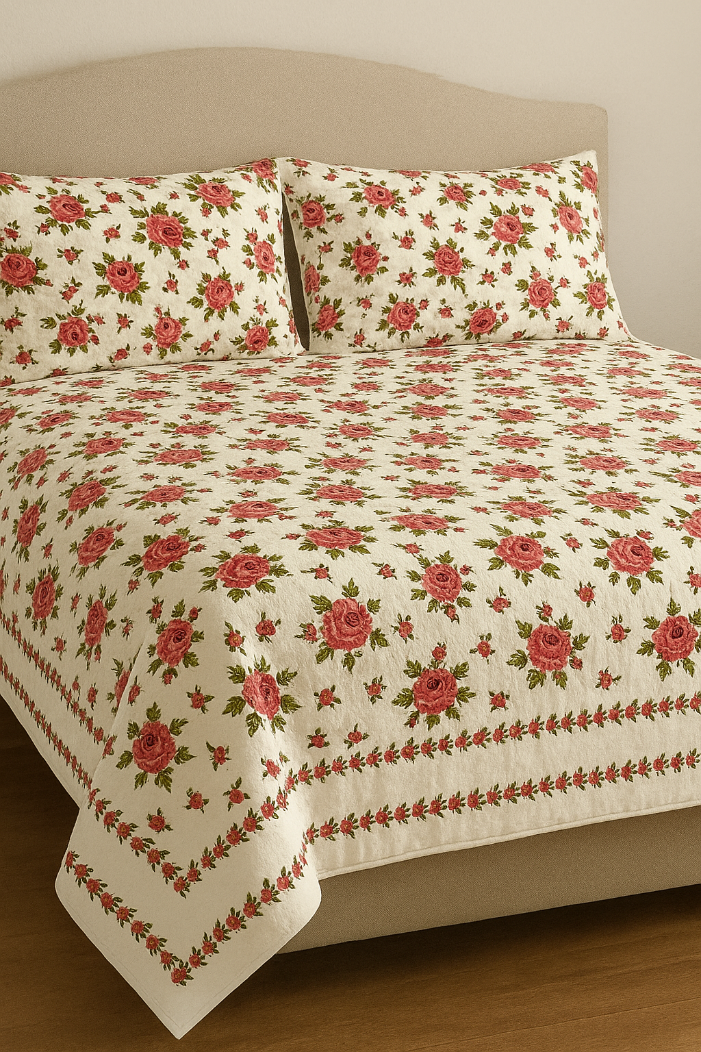 Classic Rose Garden Cotton Bed Sheet Set